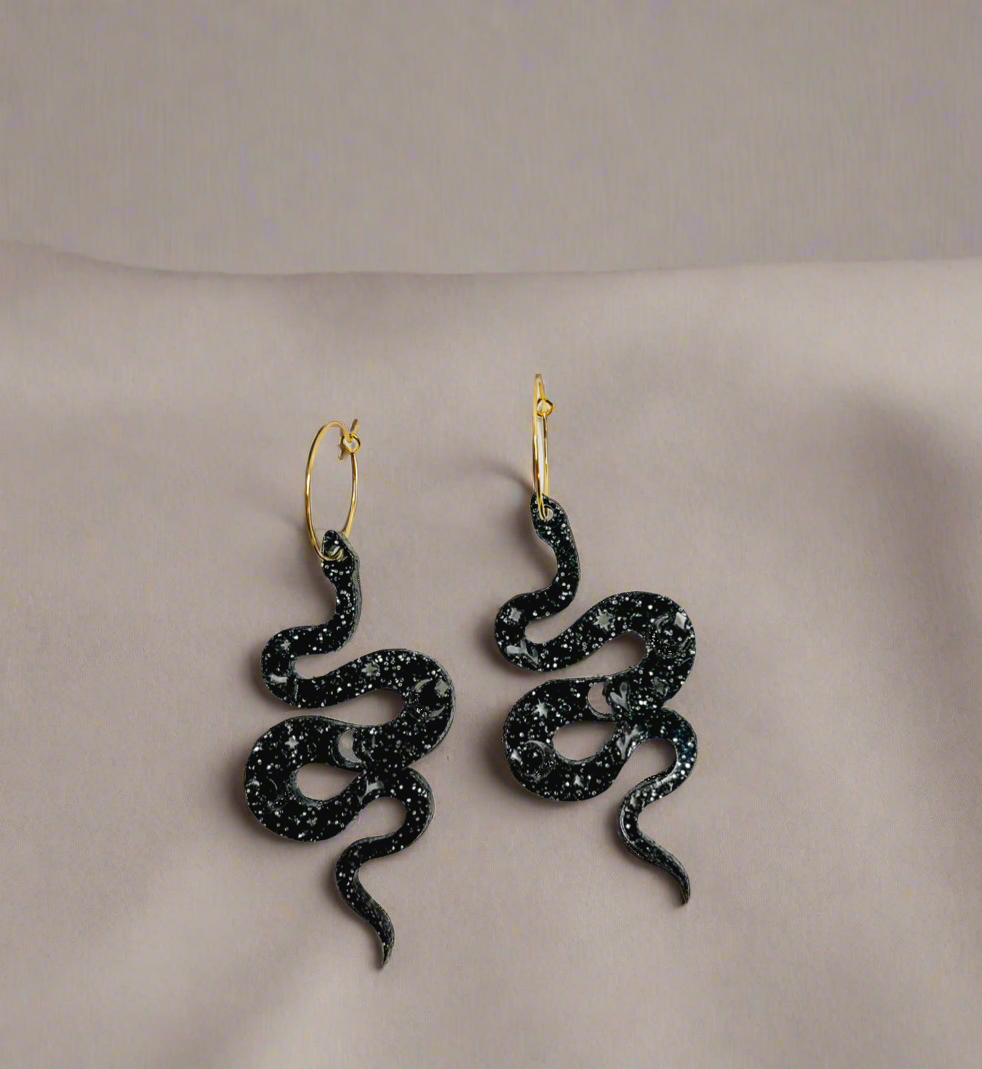 Celestial Snake Statement Earrings / Hydra Snake Acrylic Earrings