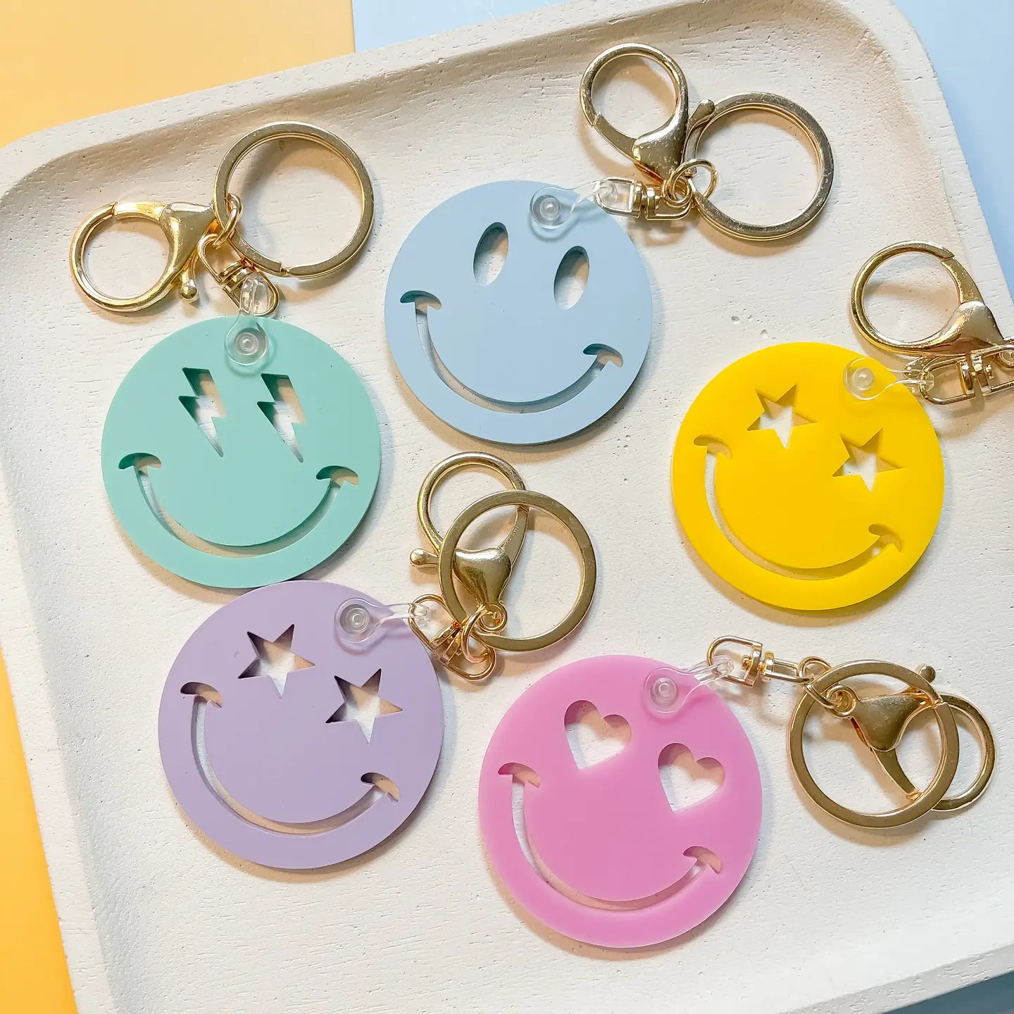 Retro Smiley Acrylic Keychain
