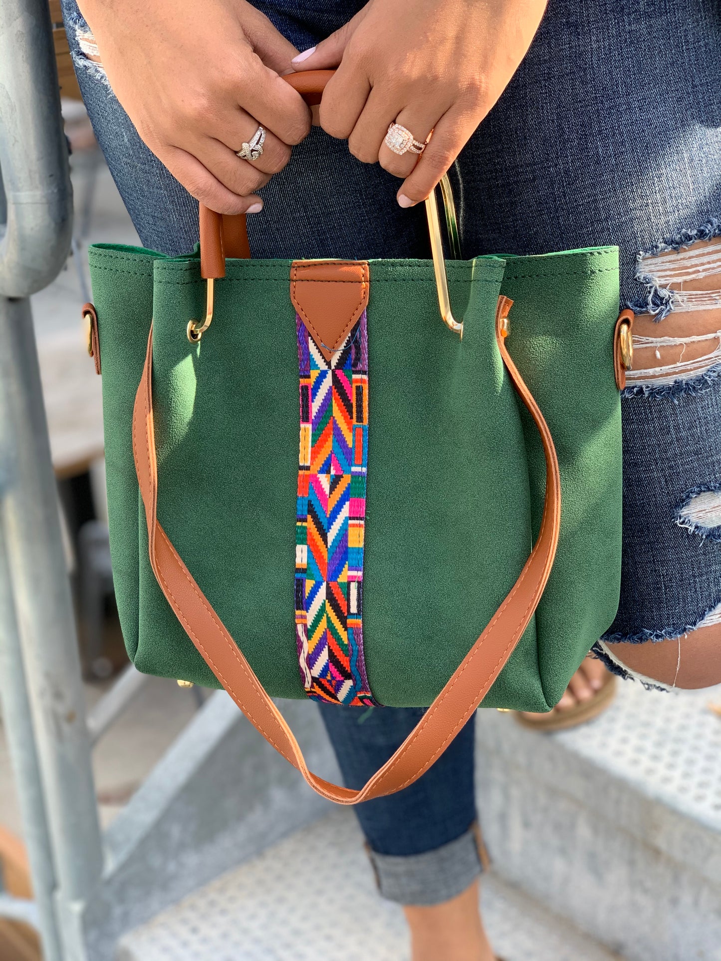 Aztec Strap Handbag Set