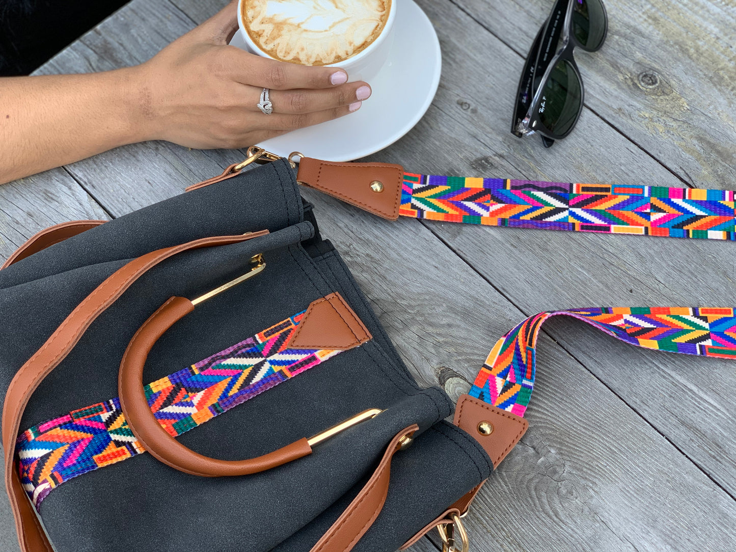 Aztec Strap Handbag Set
