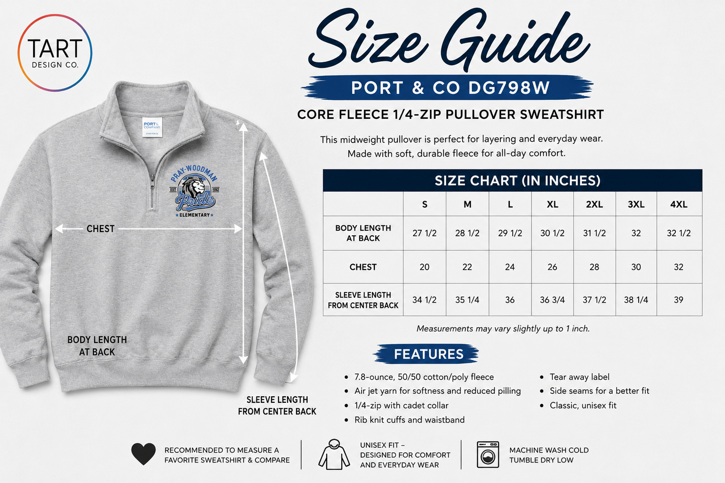 PWS Cute Lion 1/4 Zip Pullover -Unisex
