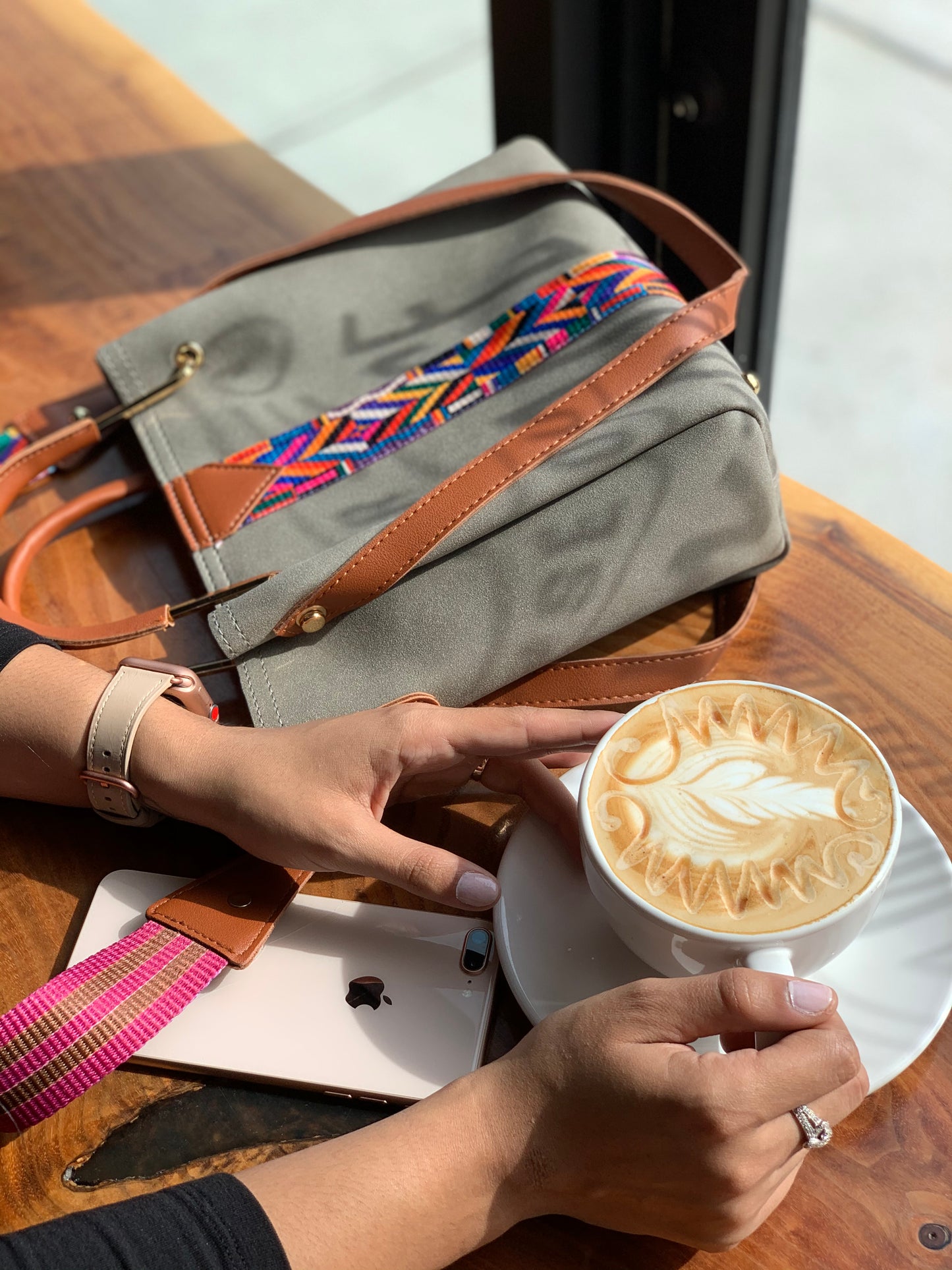 Aztec Strap Handbag Set