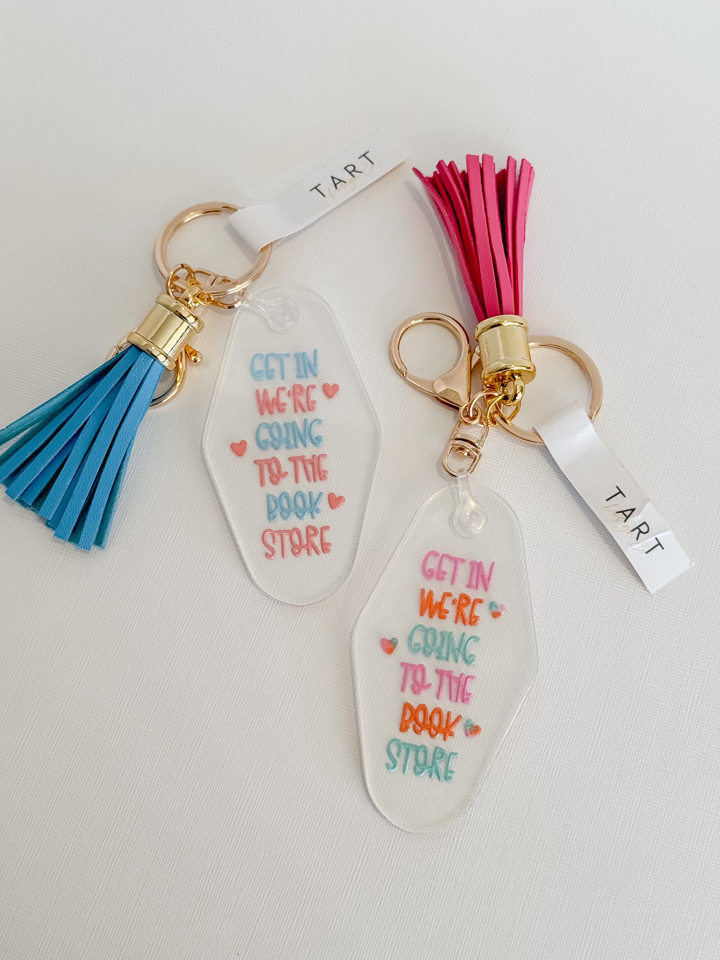 Get In We're Going to the Bookstore Engraved Motel Keychain