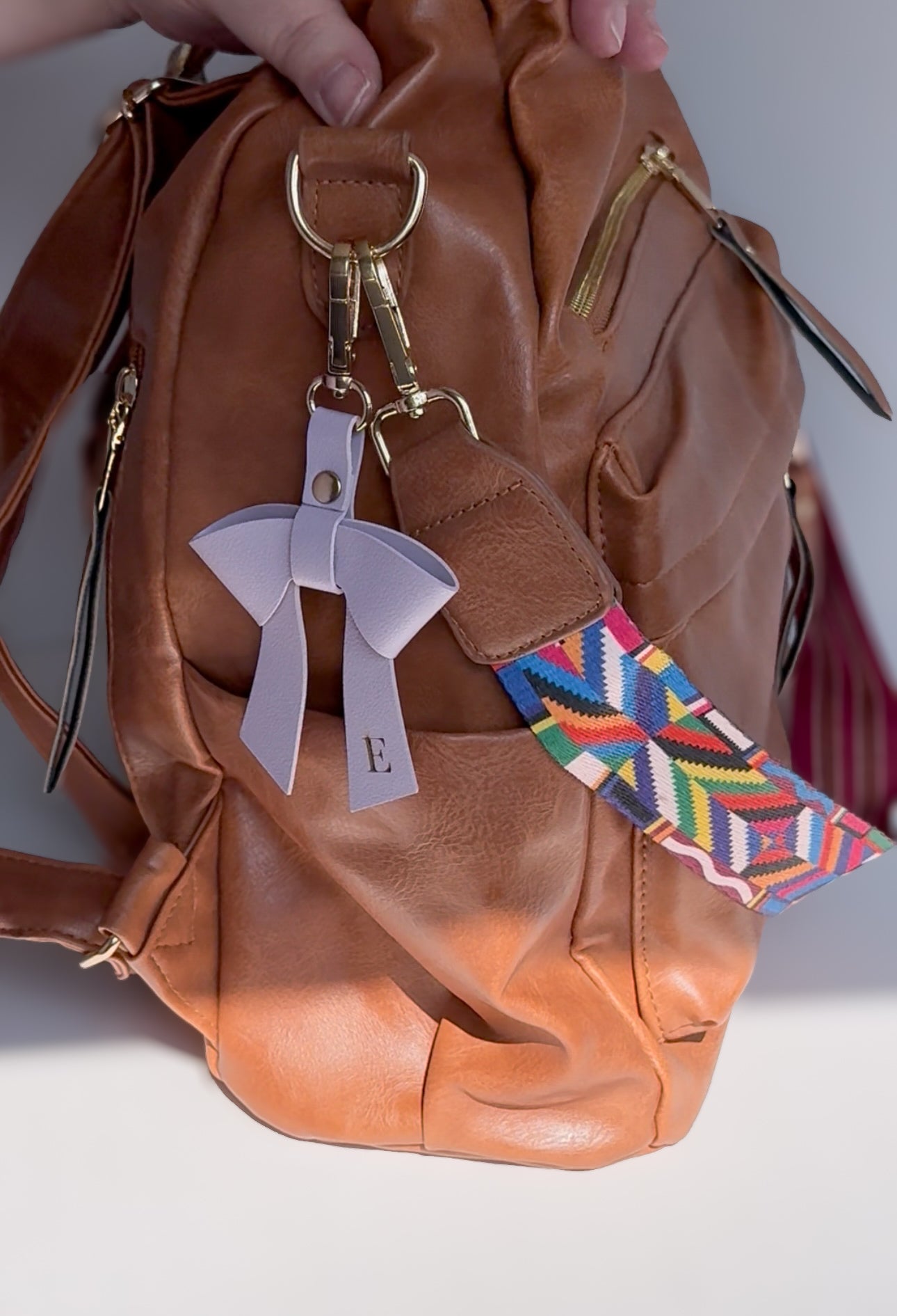 Vegan Leather Bow Bag Charm/Keychain