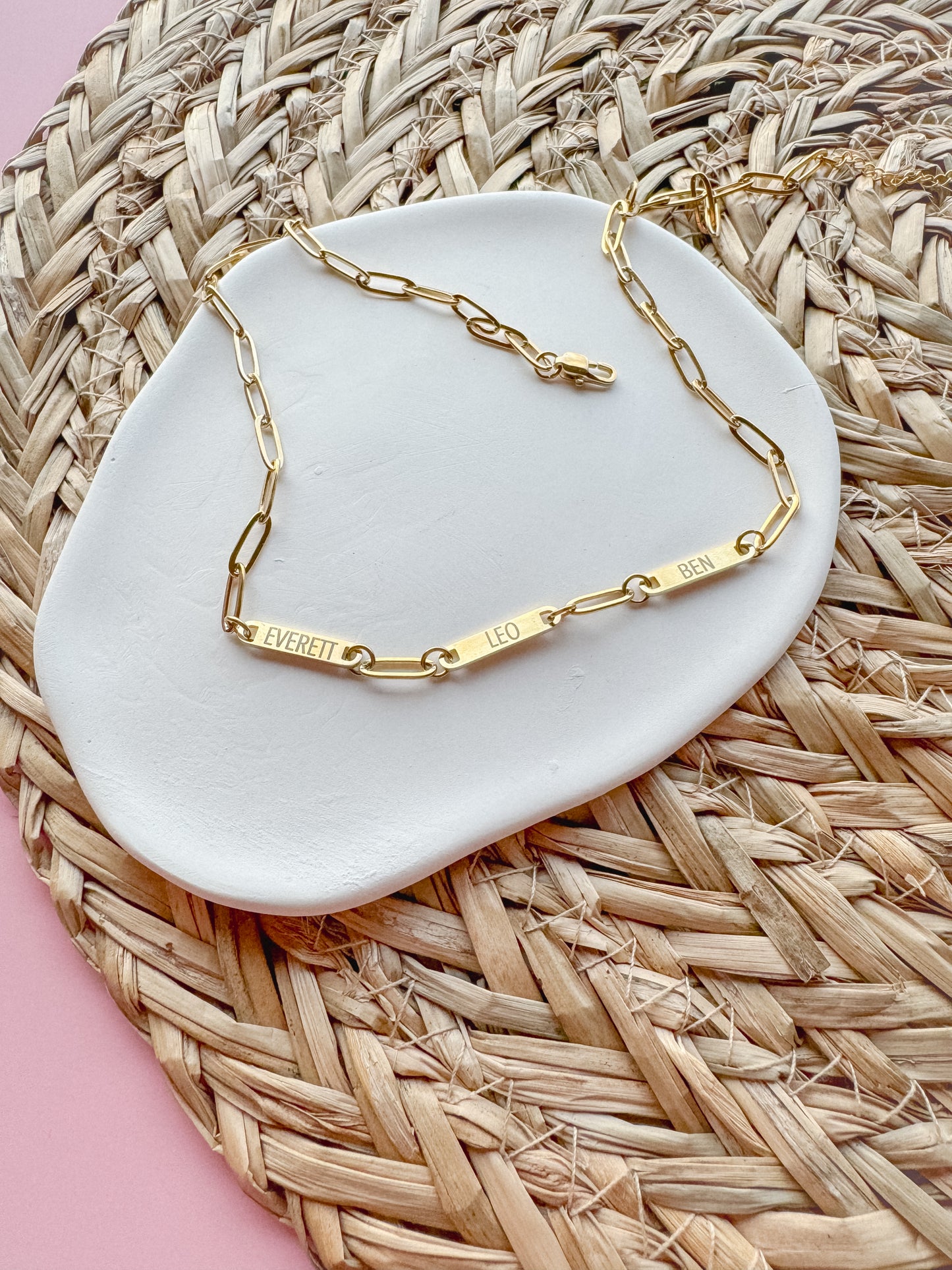 Paper Clip Name Bar Stacking Necklace