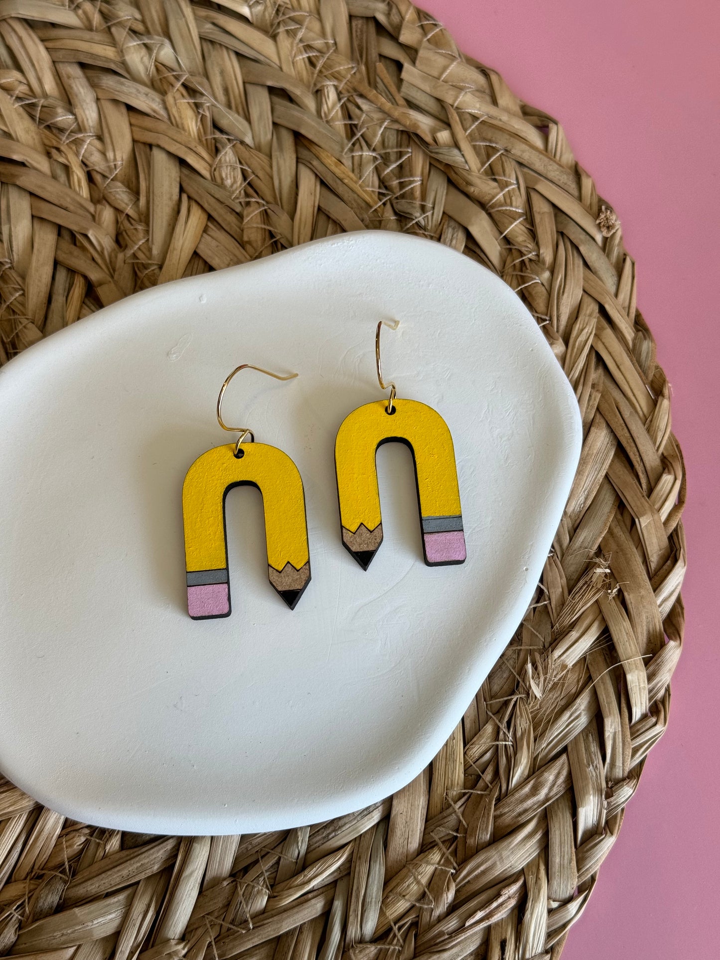 Bent Pencil Wooden Earrings