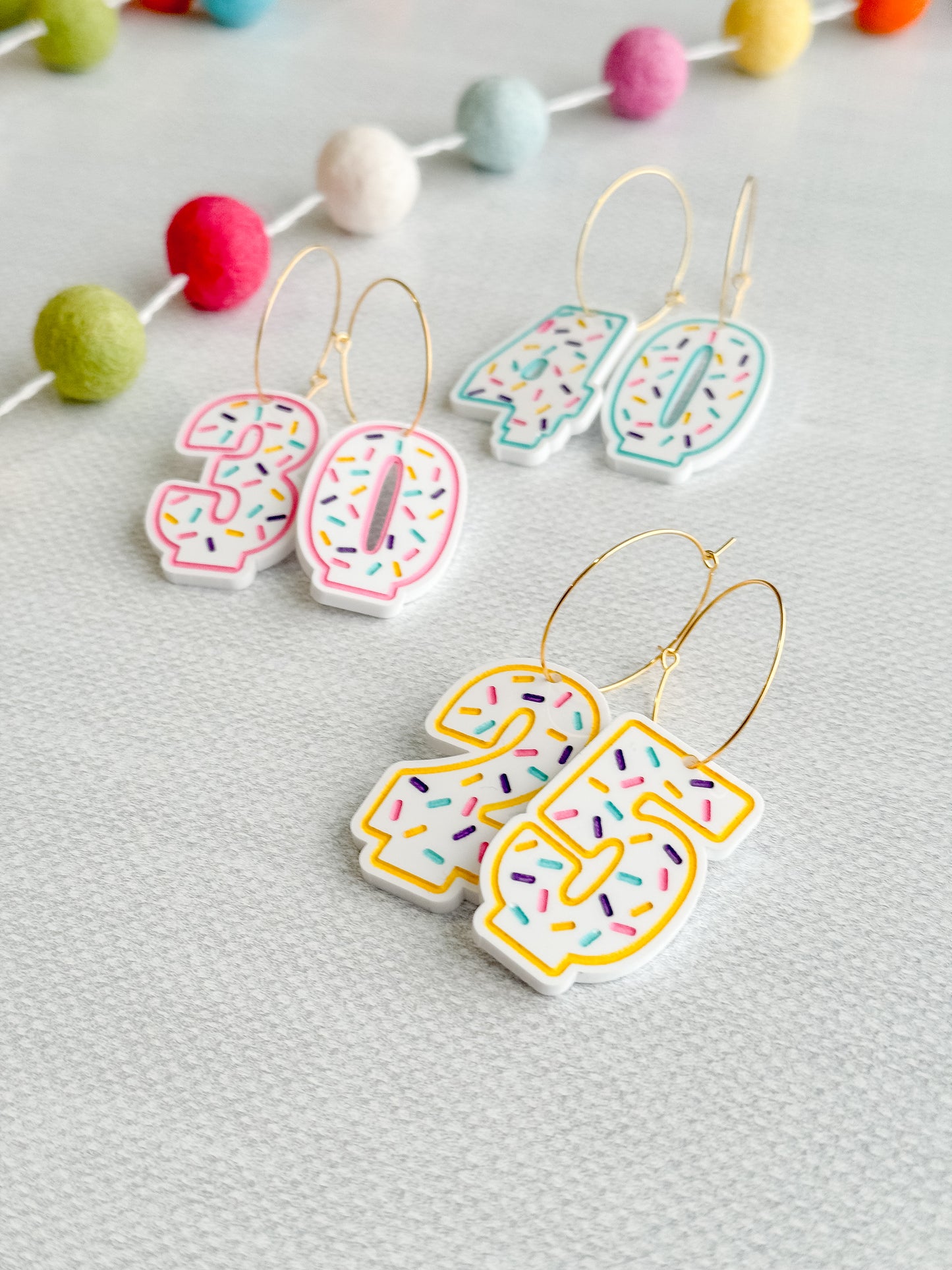 Birthday Candle Earrings on Hoops