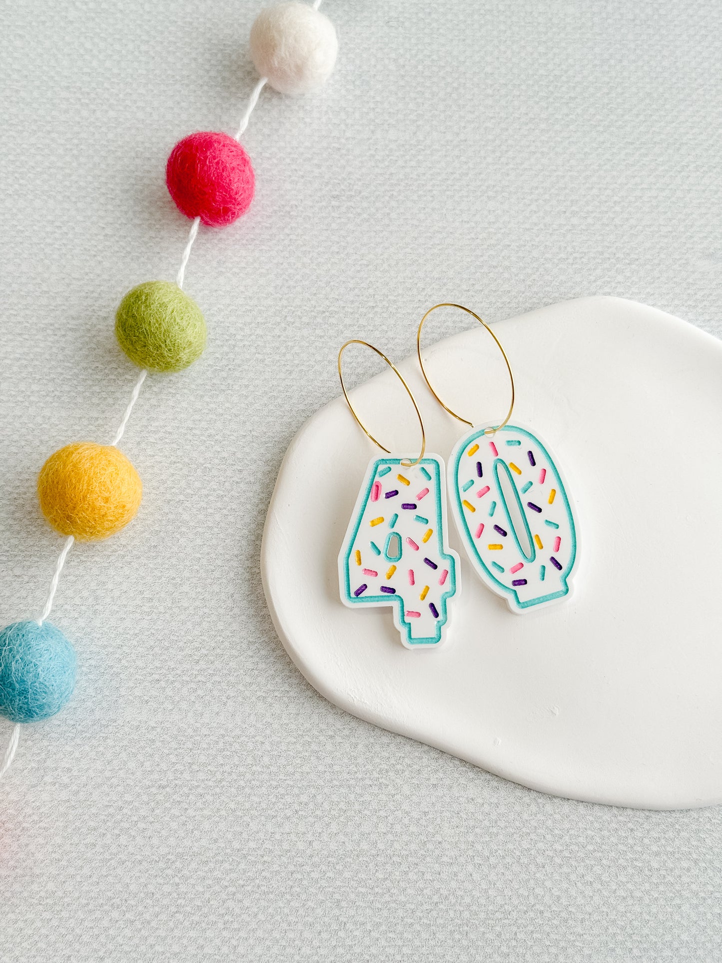 Birthday Candle Earrings on Hoops