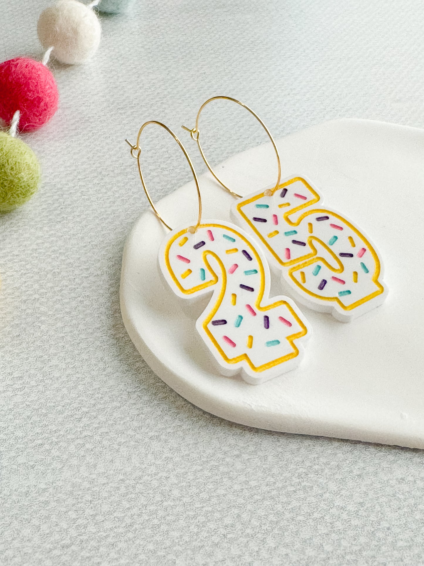 Birthday Candle Earrings on Hoops
