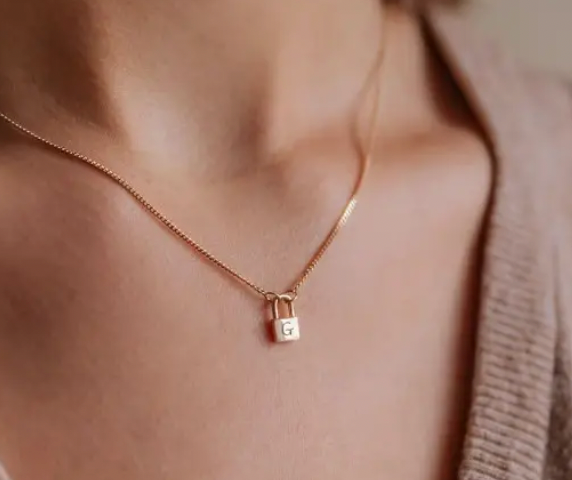 Golden Love Lock Personalized Necklace