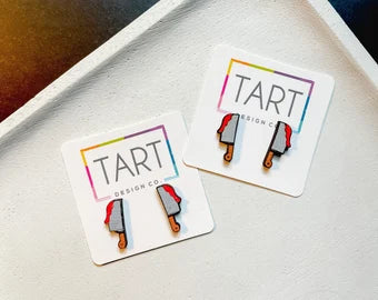 Butcher Knife Wooden Stud Earrings