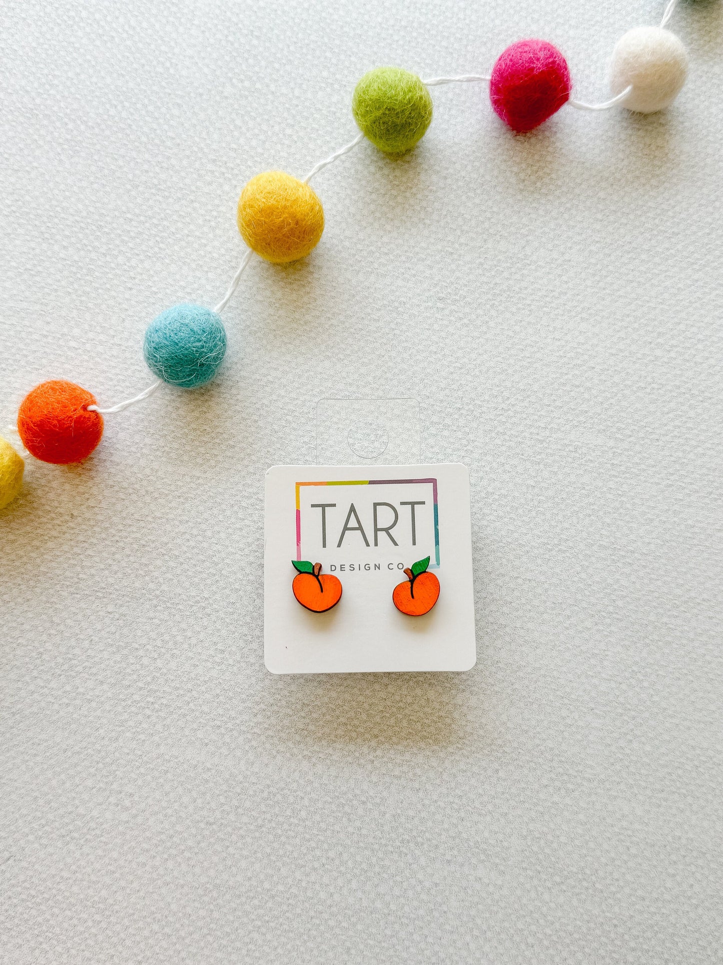 Peach Wooden Stud Earrings