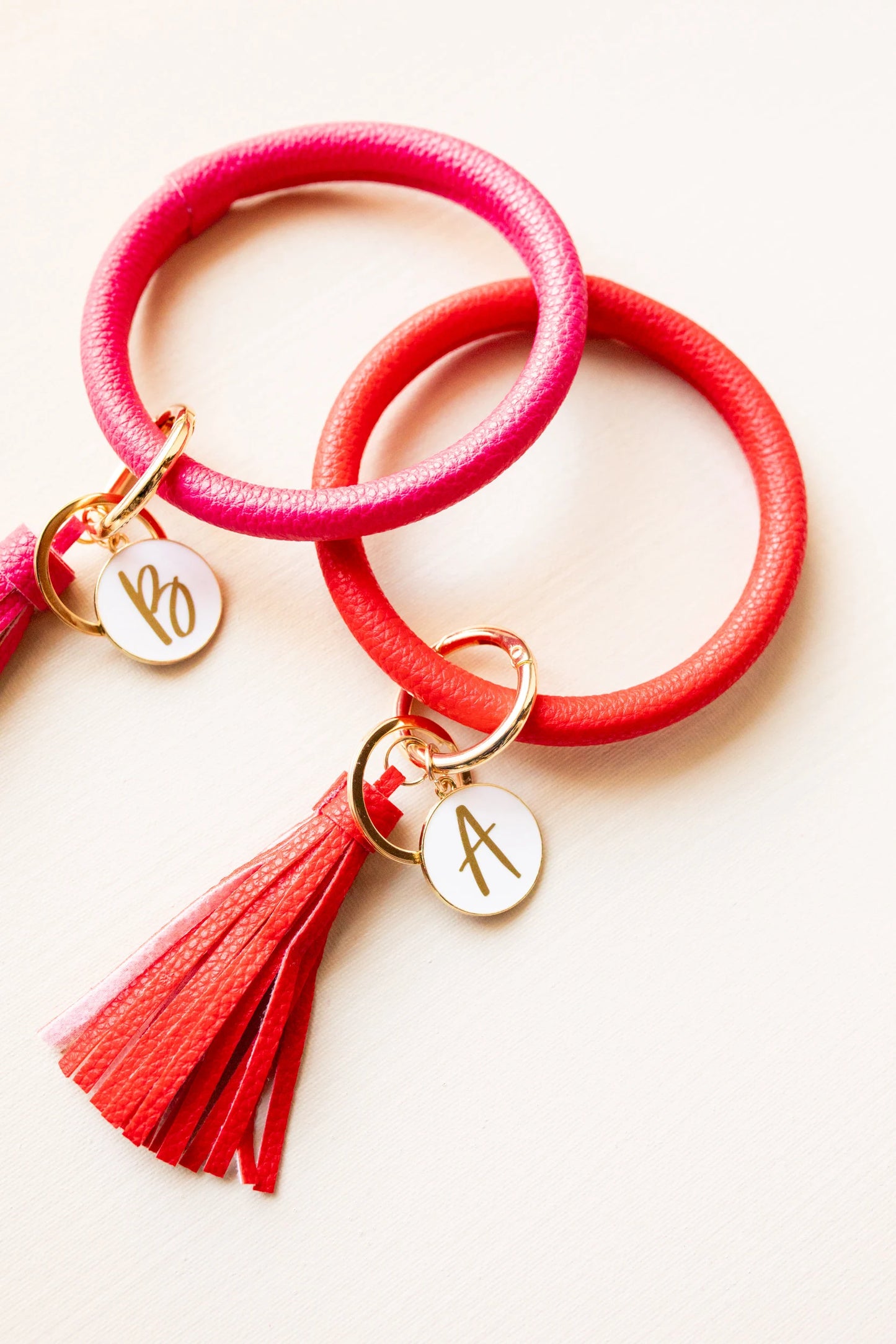 Bracelet Keychain / O Ring Personalized Leather Keychain Bangle