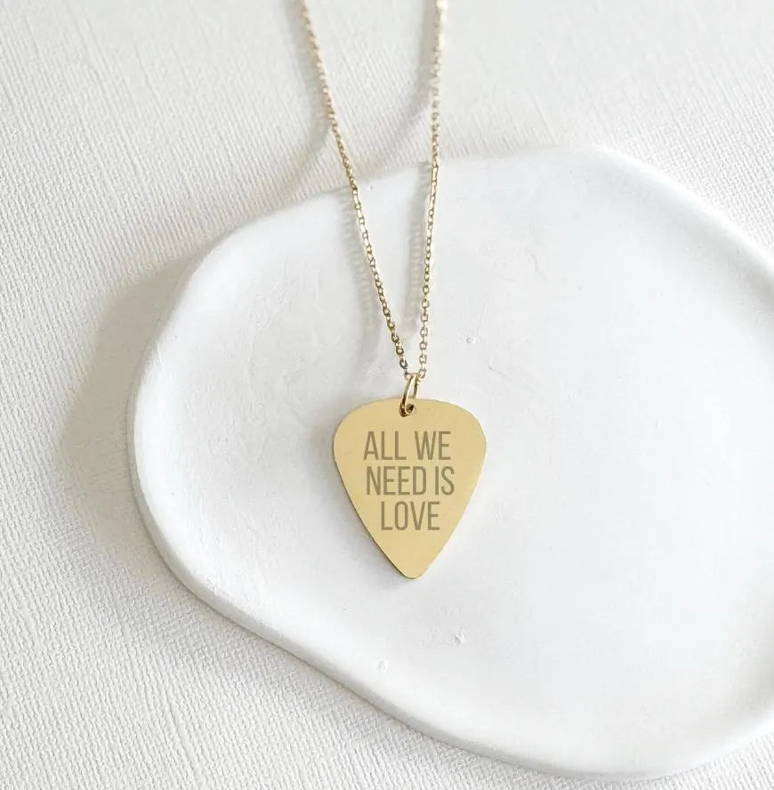 Custom Engraved Lyric Guitar Pick Necklace
