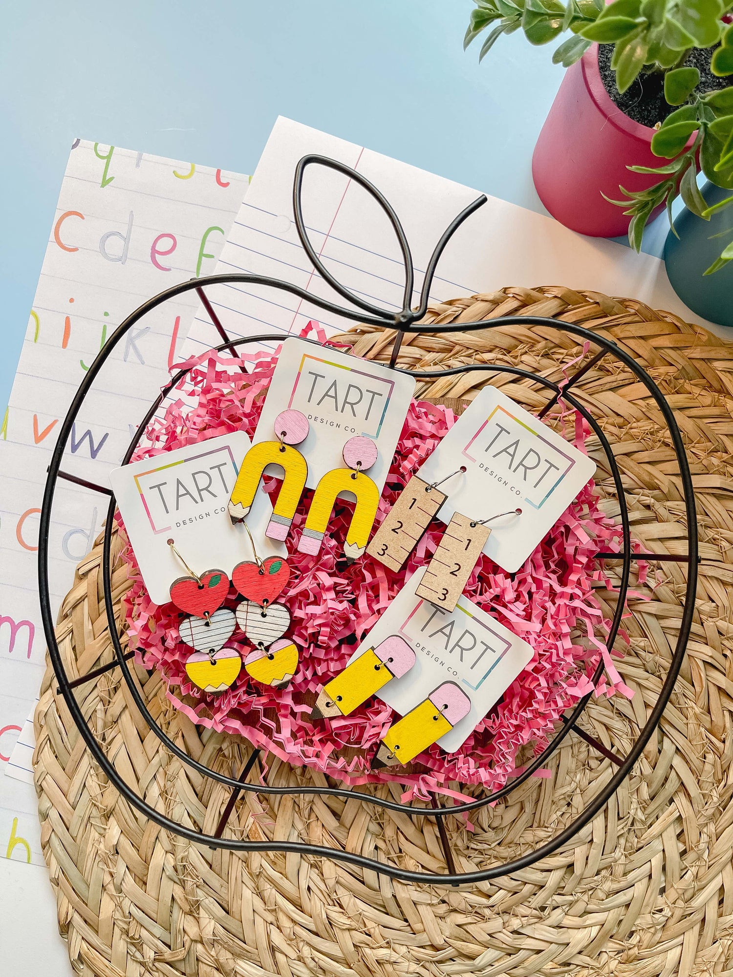 Basket of Teacher Earrings