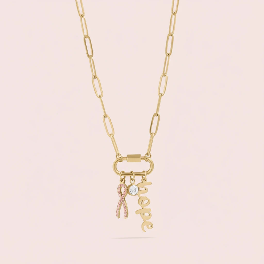 Breast Cancer Gold Necklace