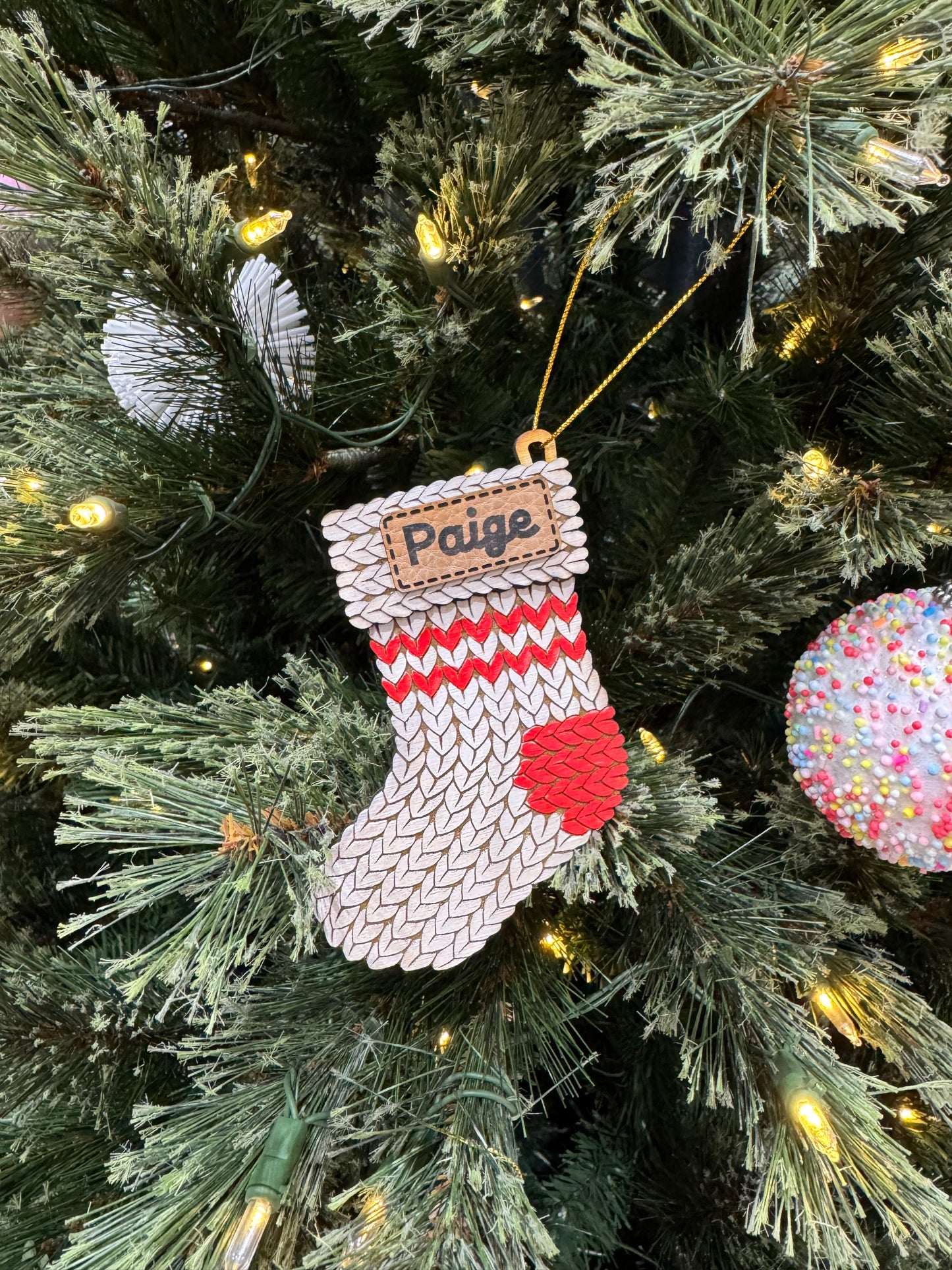 Custom Name Knit Effect Ornament