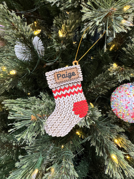 Custom Name Knit Effect Ornament