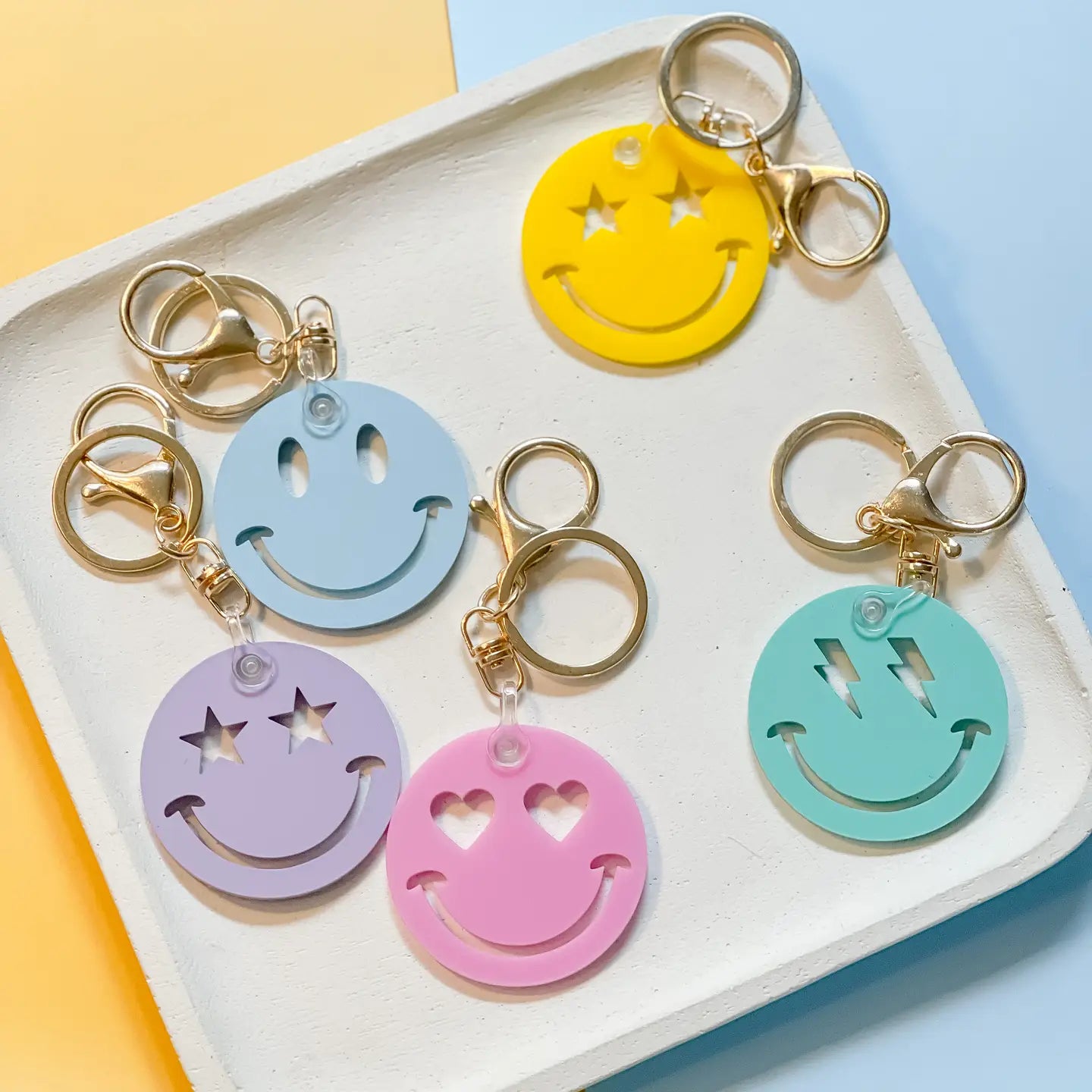 Retro Smiley Acrylic Keychain