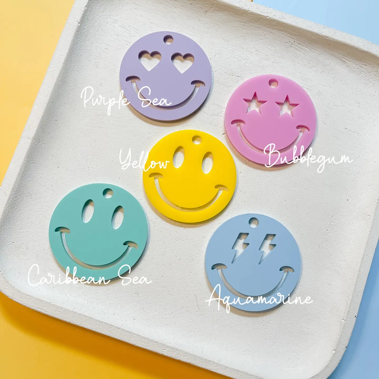 Retro Smiley Acrylic Keychain