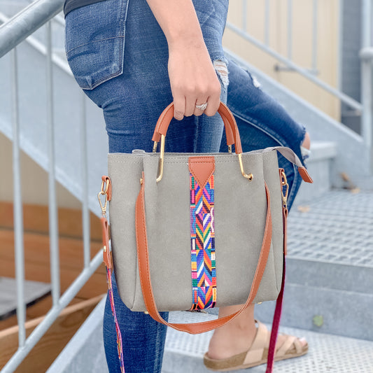 Aztec Strap Handbag Set