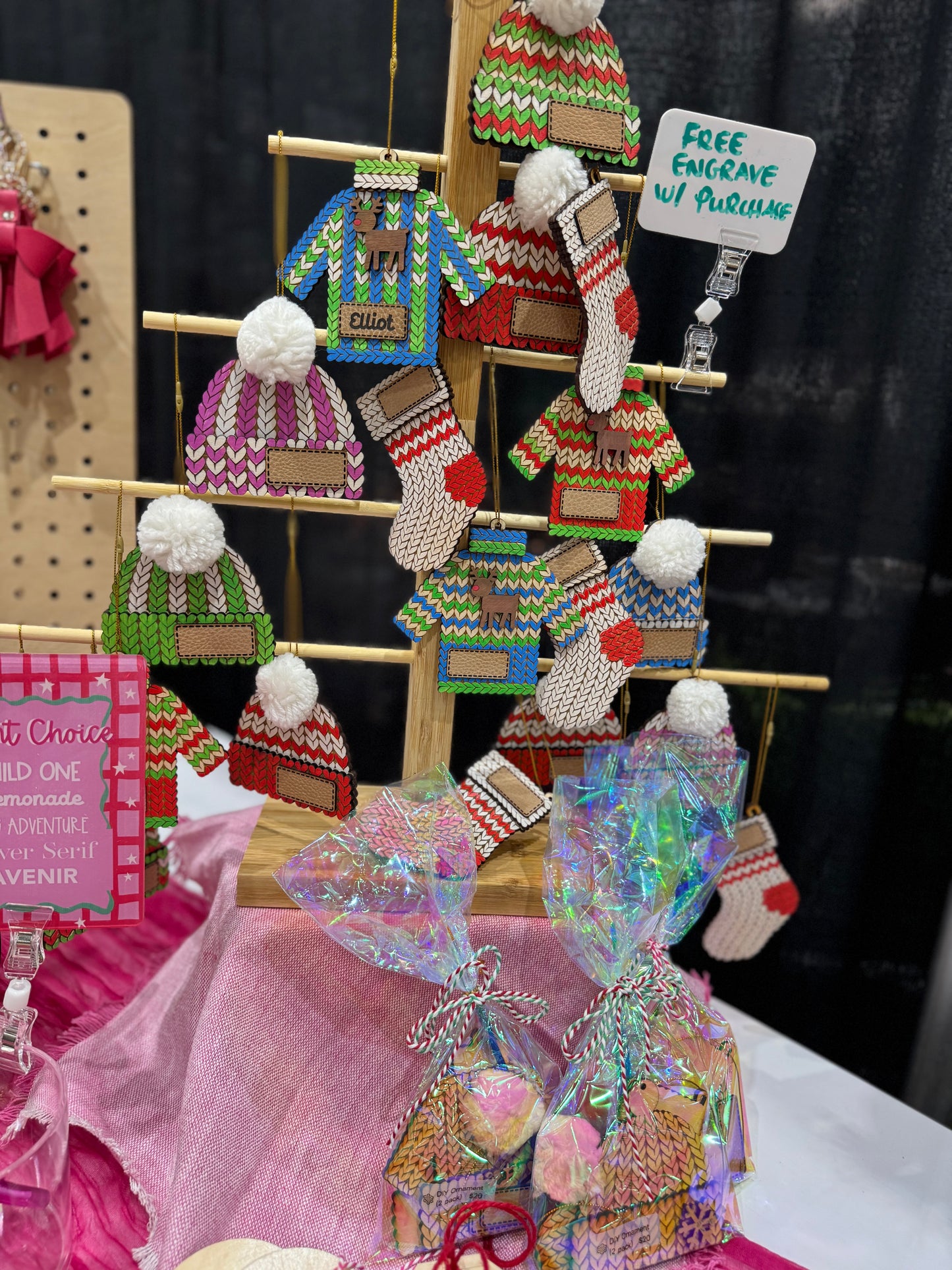 Custom Name Knit Effect Ornament