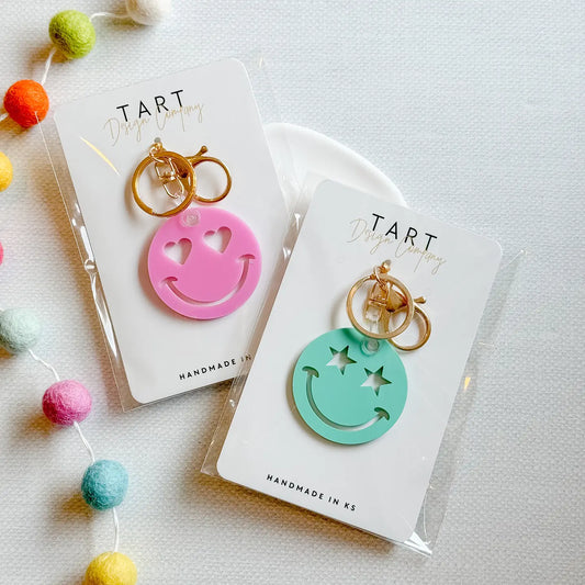Retro Smiley Acrylic Keychain