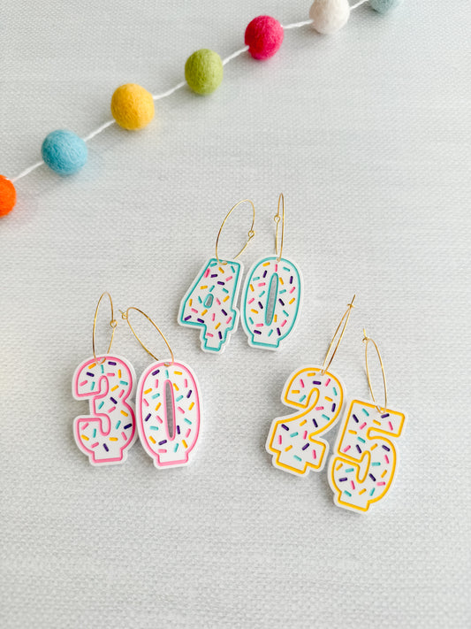 Birthday Candle Earrings on Hoops