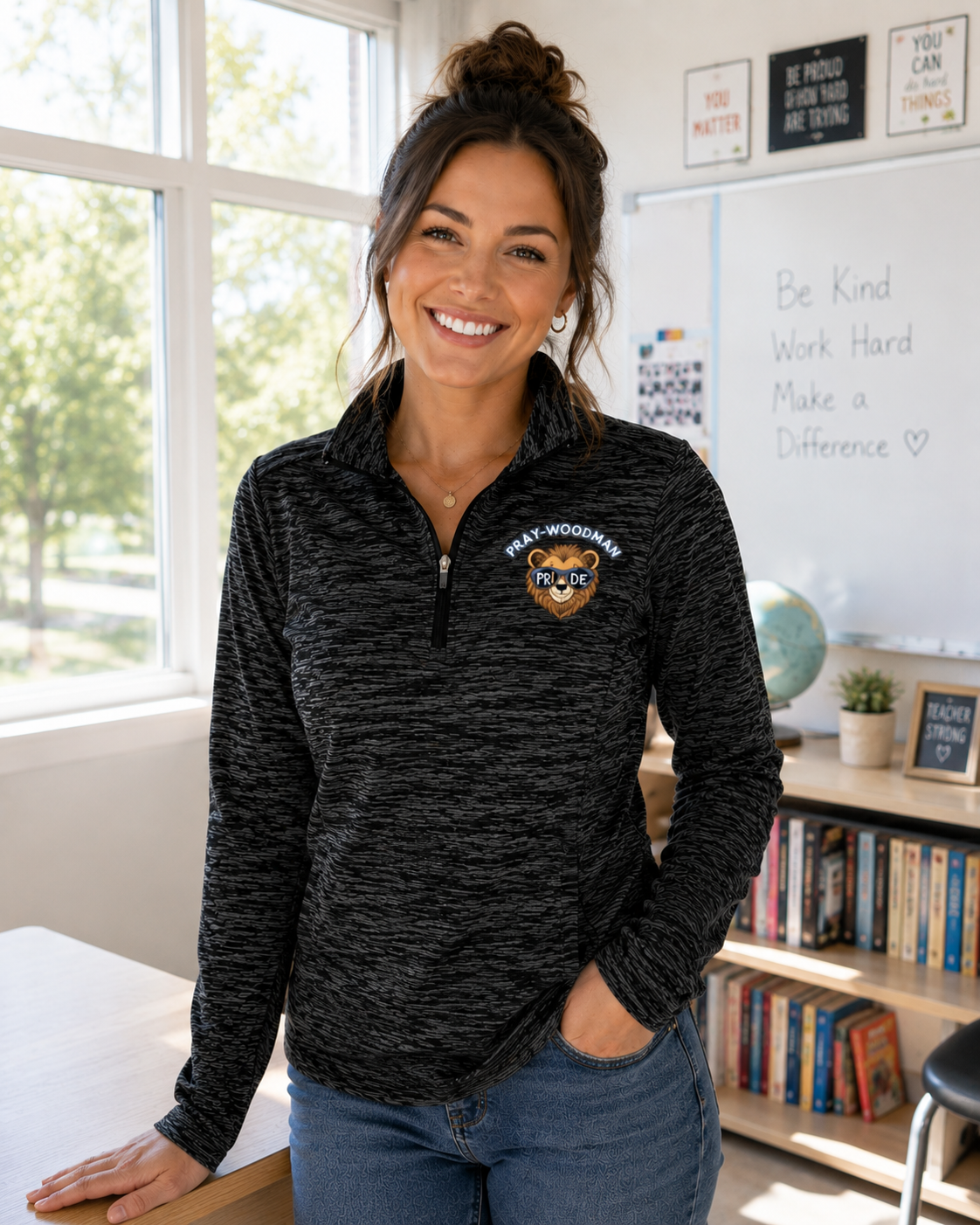 PWS Cute Lion 1/4 Zip Pullover -Ladies