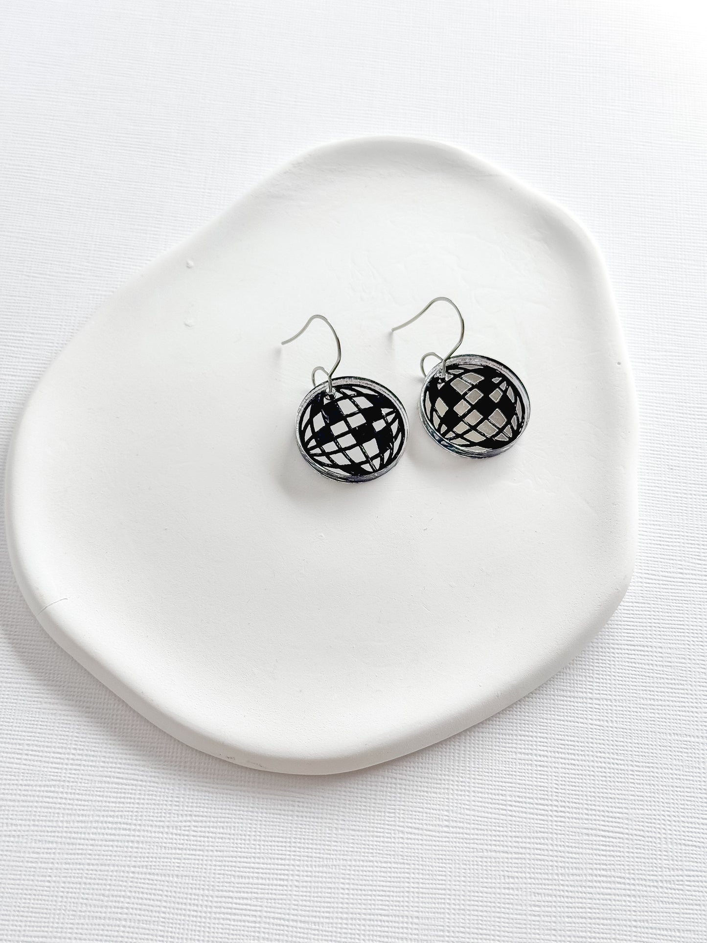 Disco Ball Acrylic Dangle Earrings