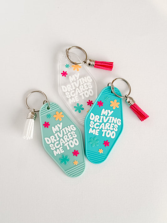 My Driving Scares me too Motel Keychain
