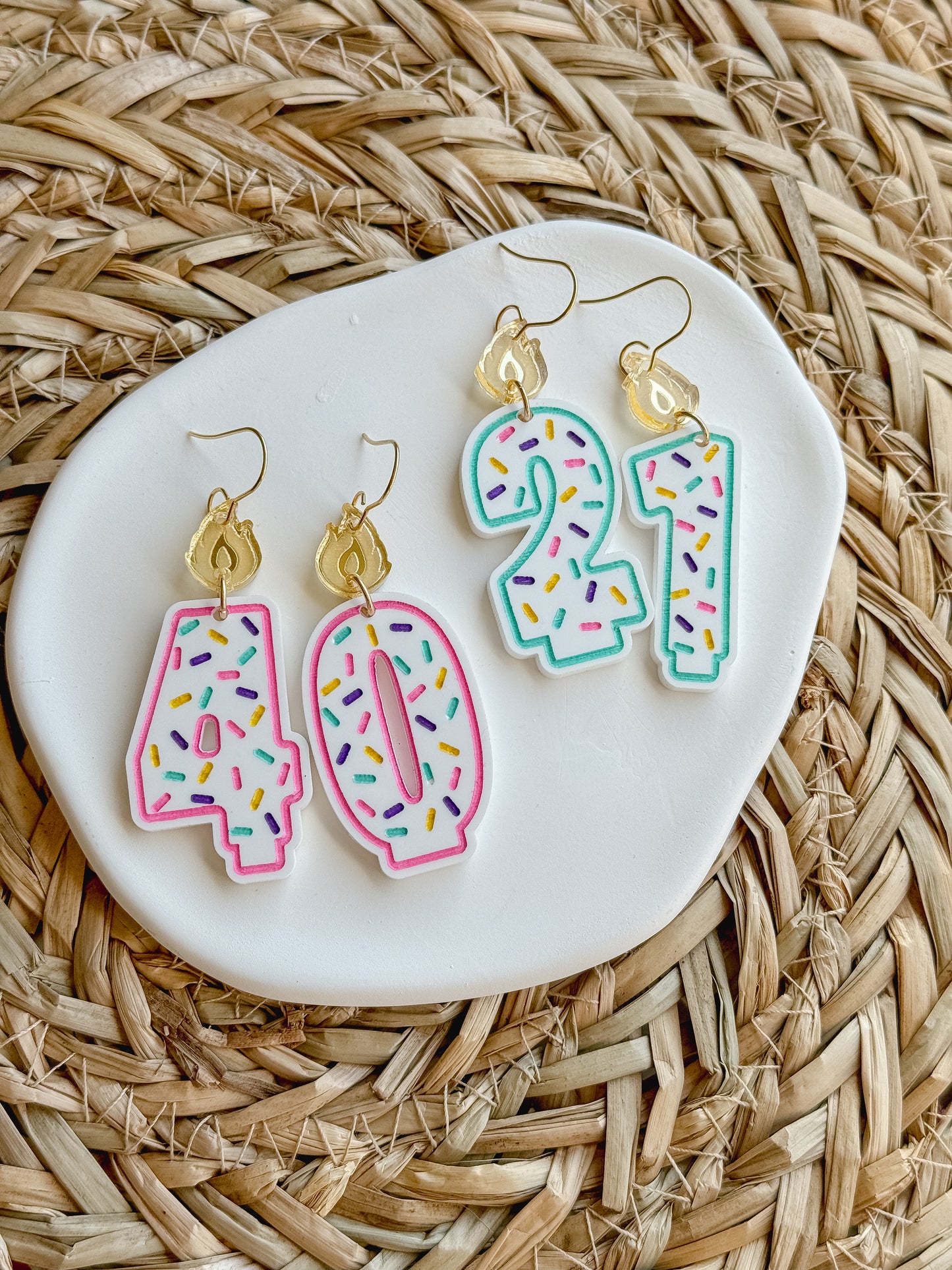 Birthday Candle Earrings / Milestone Birthday Celebration Earring