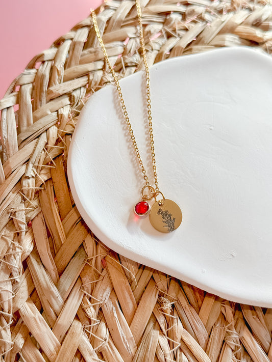 Mini Round Pendant Chain / Personalized Name Necklace