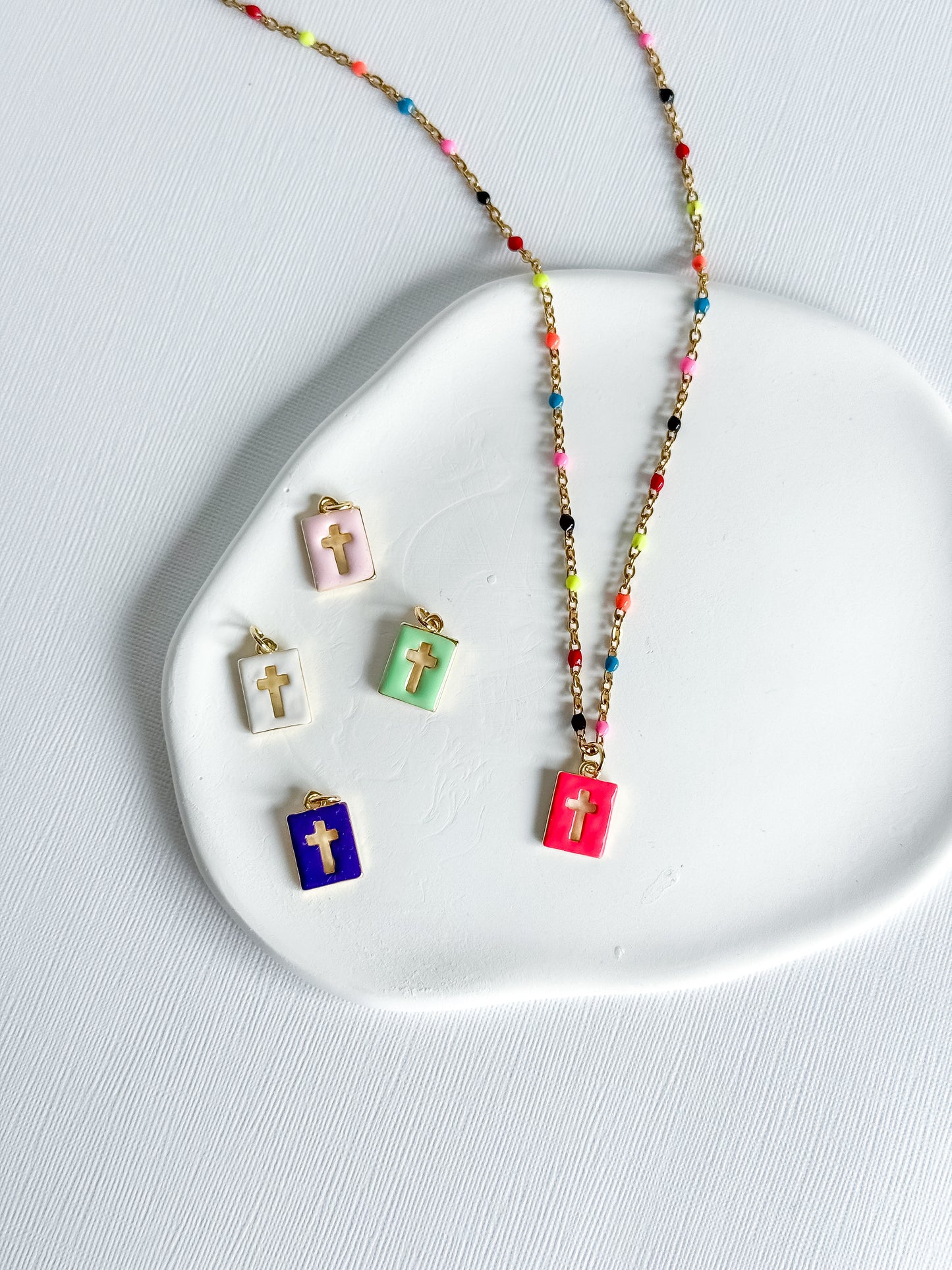 Confetti Chain Cross Necklace