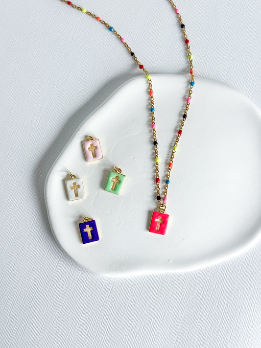 Confetti Chain Cross Necklace