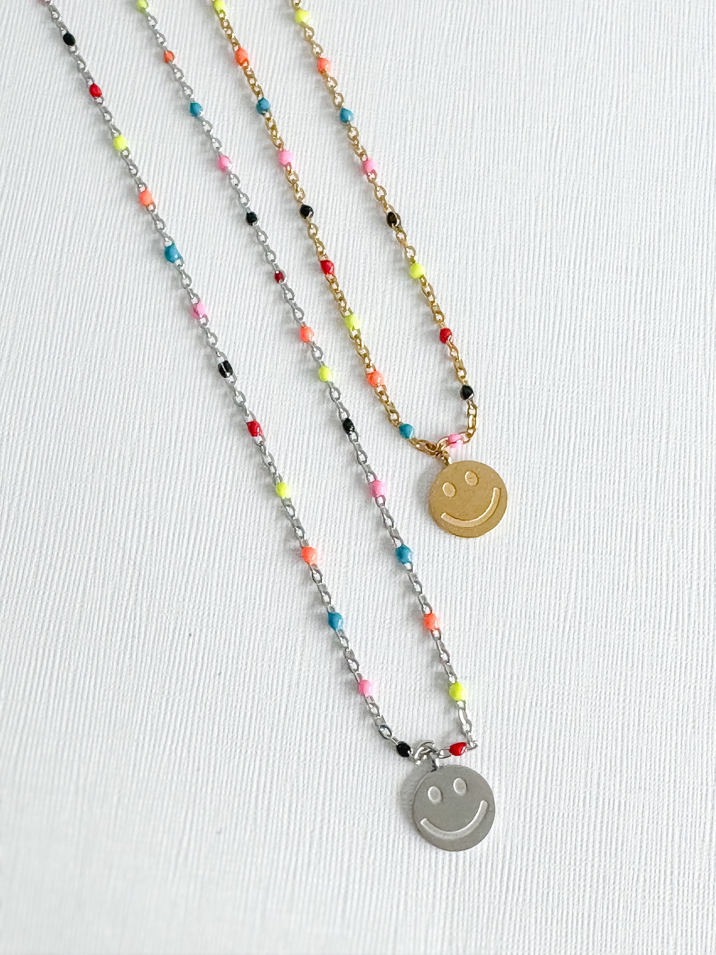Confetti Chain Smiley Necklace