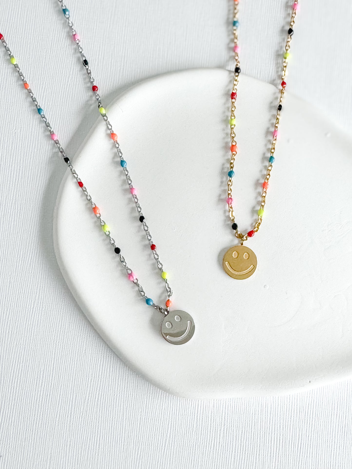 Confetti Chain Smiley Necklace