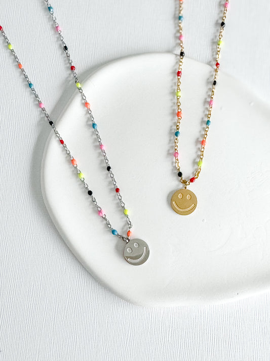 Confetti Chain Smiley Necklace