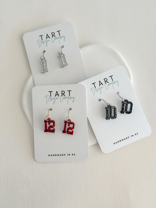 Mini Acrylic Jersey Number Dangles