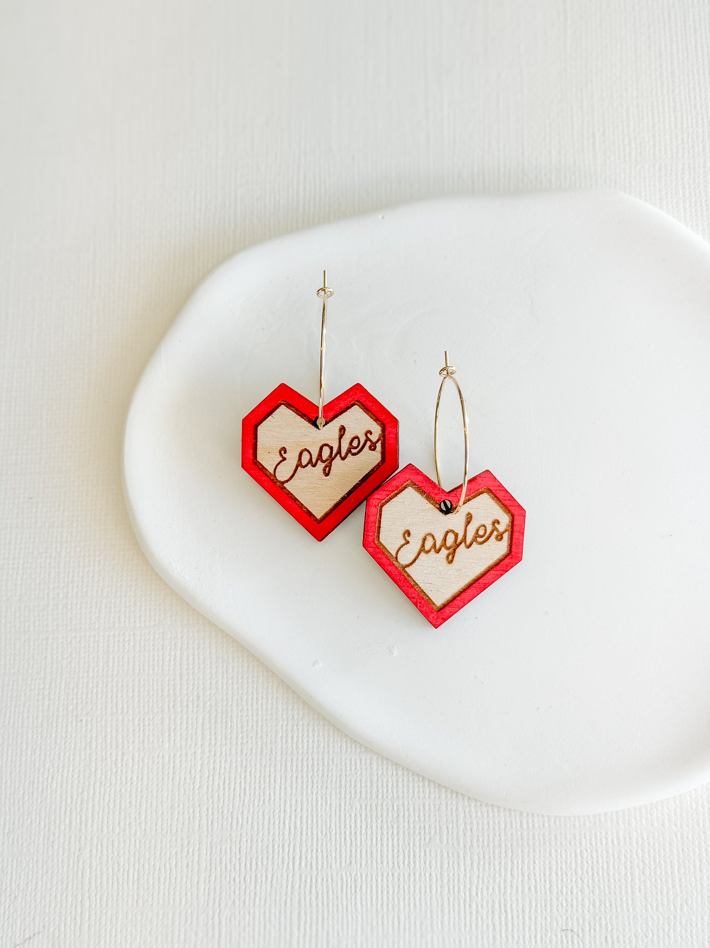 Geometric Eagle Hearts Hoops