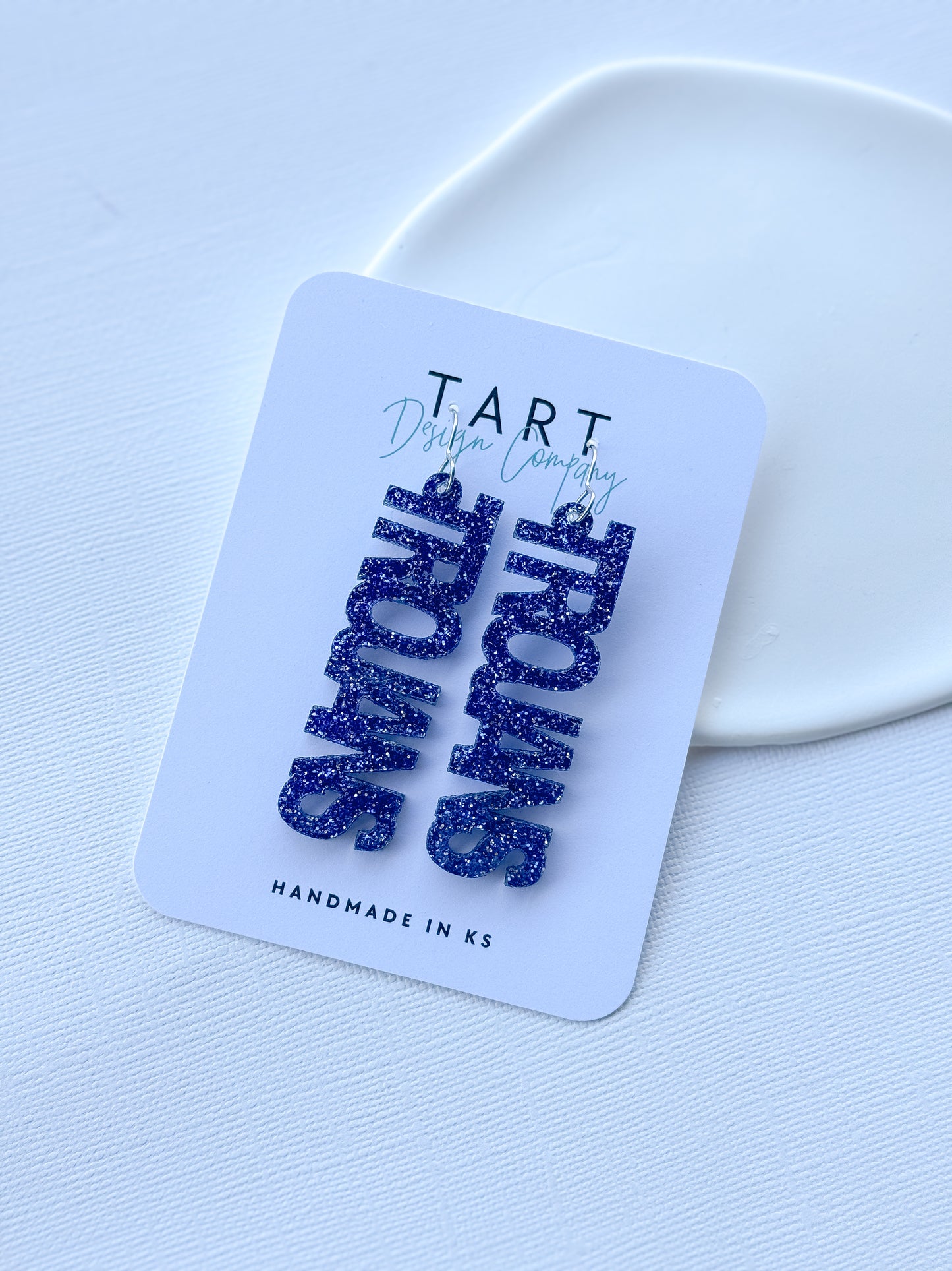 Game Day Text Glitter Dangles (AMS)