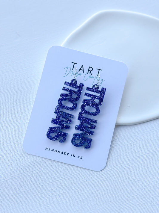 Game Day Text Glitter Dangles (AMS)