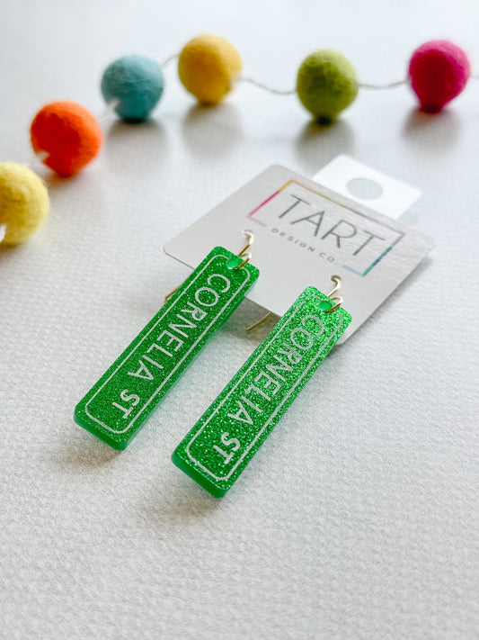 Cornelia Street Sign Acrylic Earrings