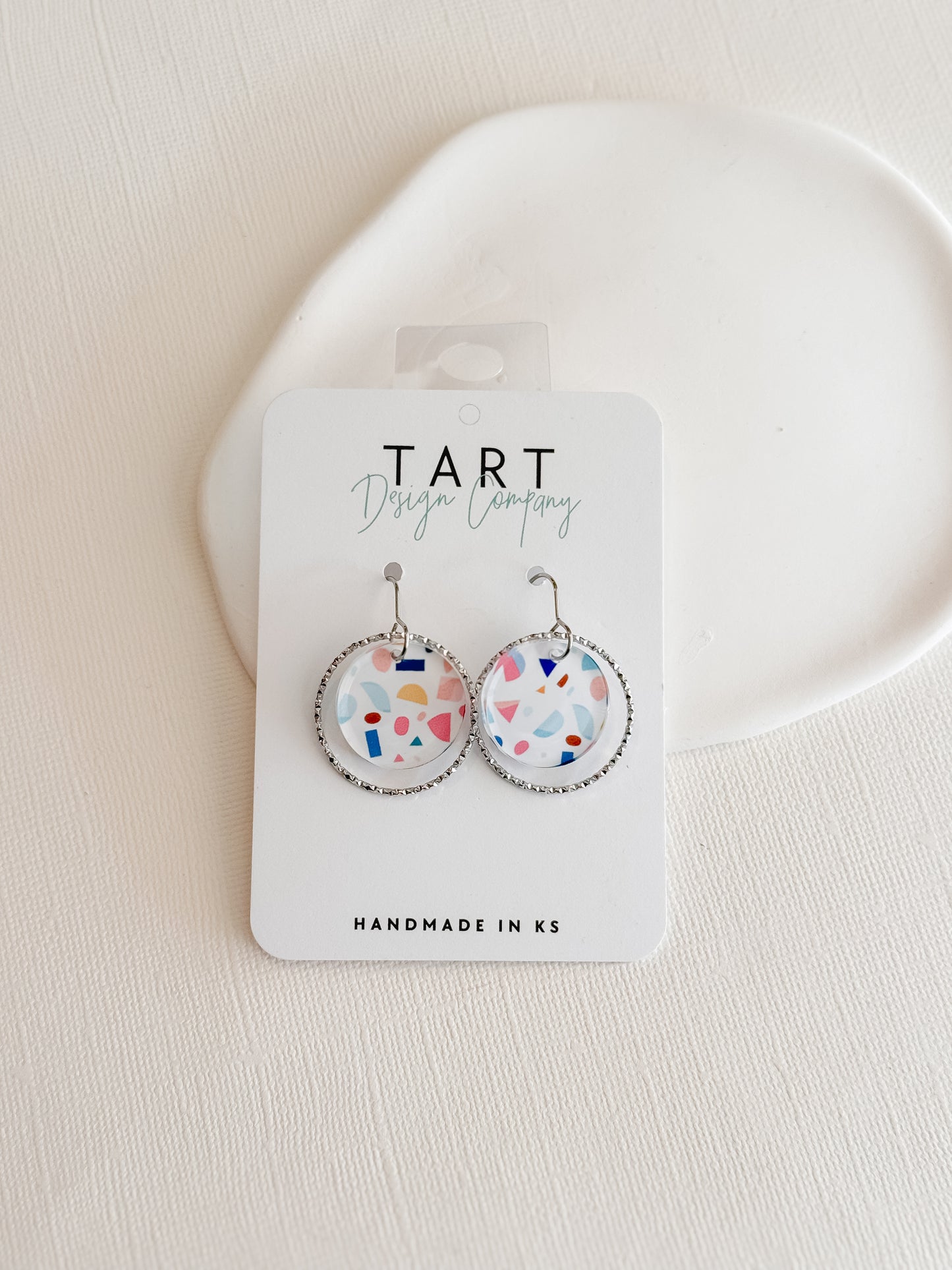 Pastel Terrazzo Round Dangles