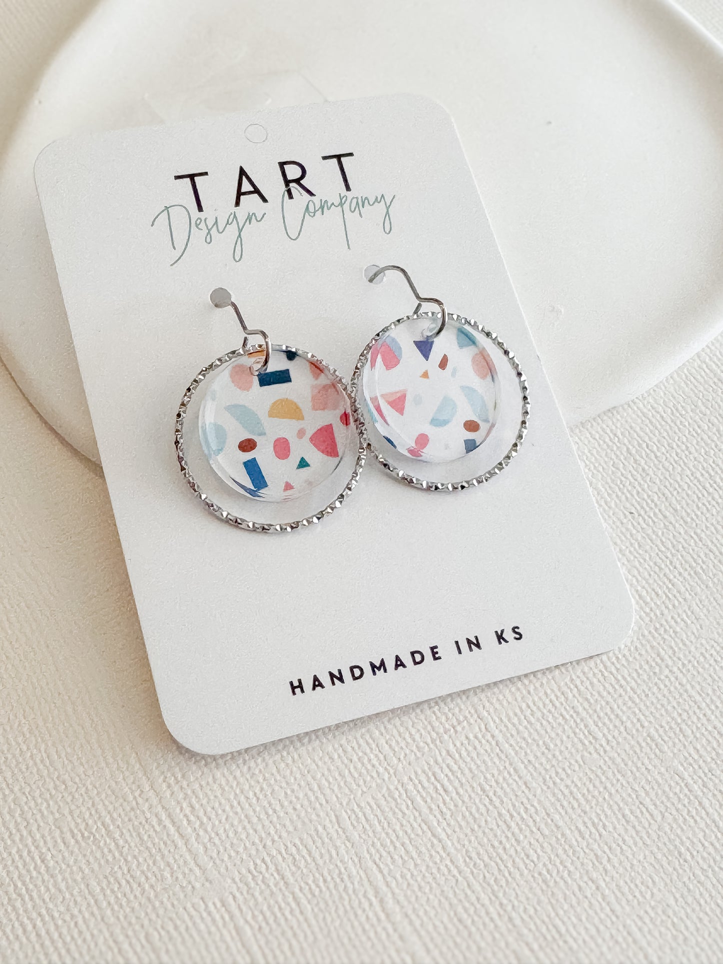 Pastel Terrazzo Round Dangles
