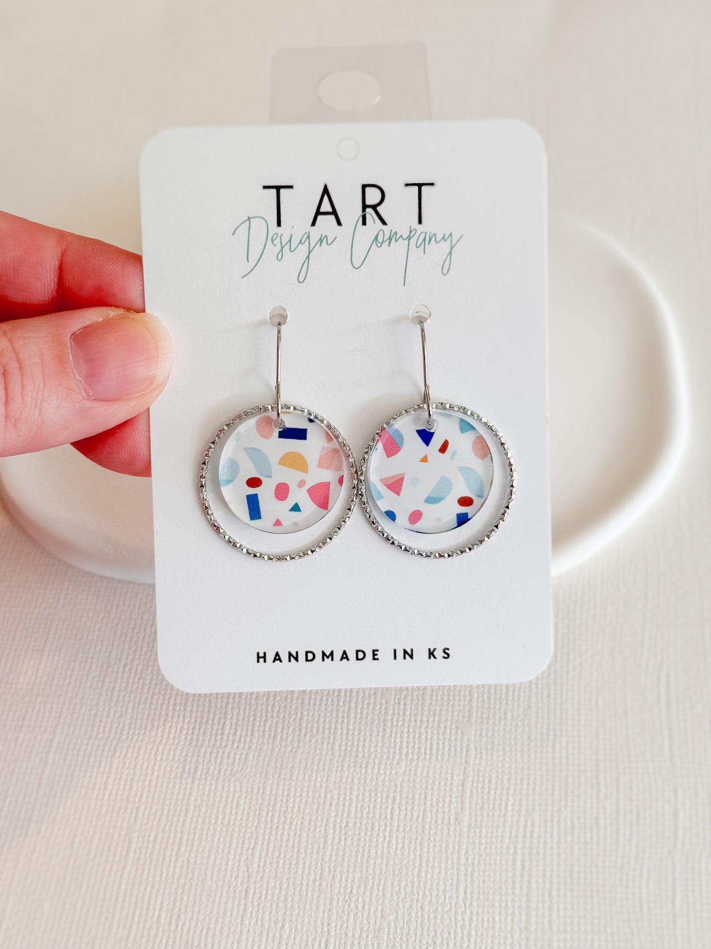 Pastel Terrazzo Round Dangles