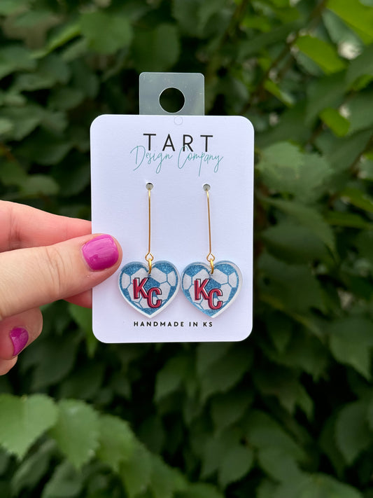 KC Soccer Heart Acrylic Dangles