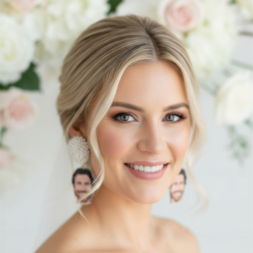 Modeled Fiance Photo Earrings 