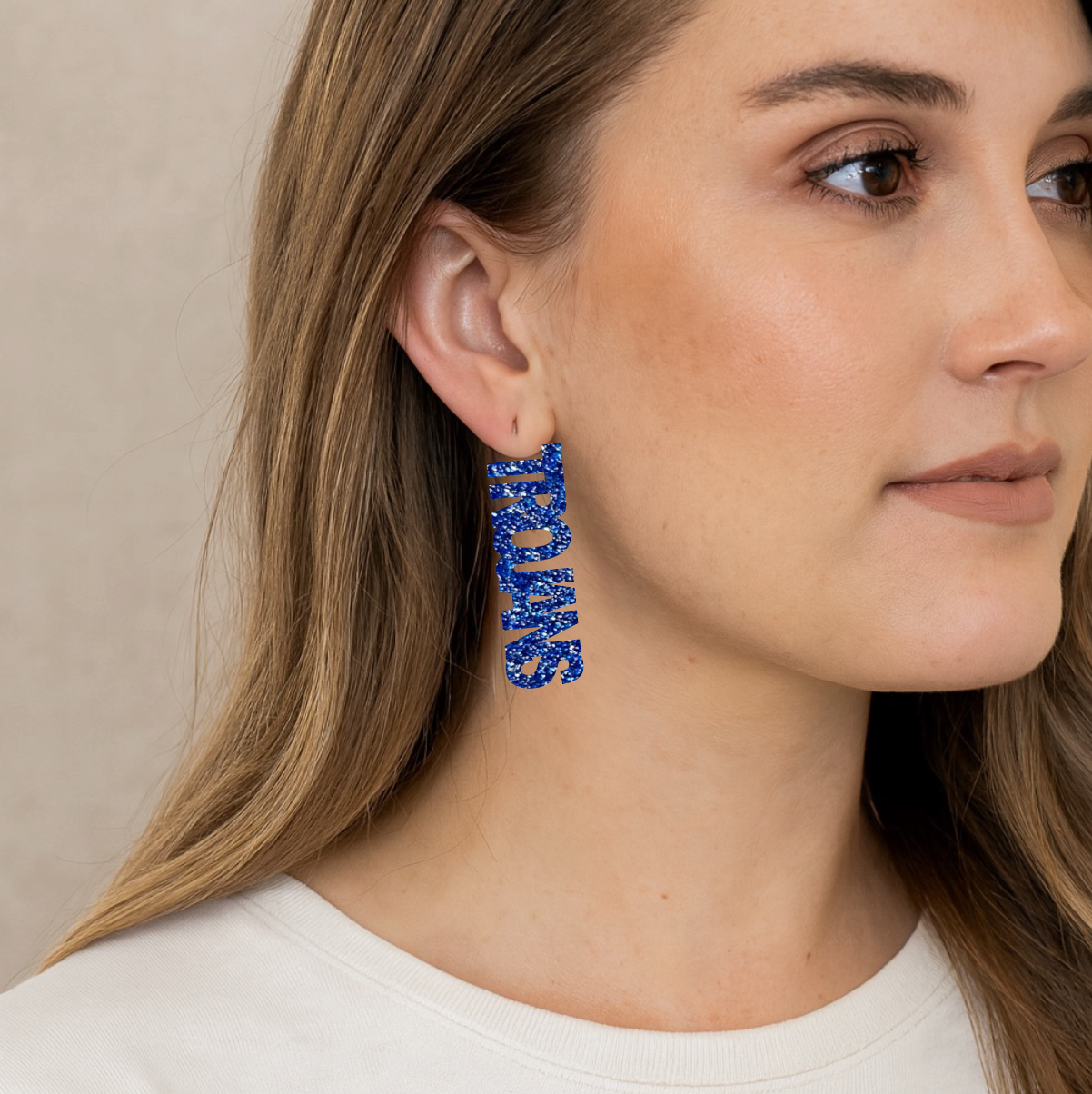 Game Day Text Glitter Dangles (AMS)