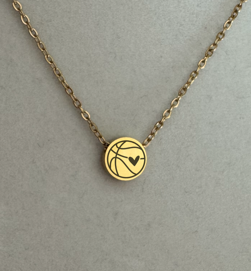 Petite Engraved Basketball Pendant